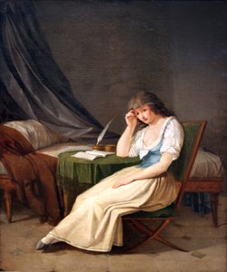 Jeune fille en robe de chambre, méditant assise à une table - Philipp Friedrich von Hetsch